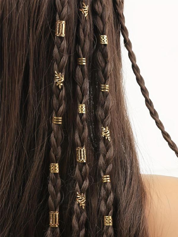 Hair Jewelry for Braids Accessories,Pirate Costume Women Accessories, Hair Beads for Braids, Gold Silver Hair Accessories, Braids Rings Cuffs Clips for Dreadlock Accessories Dreadlock Beads Metal Hair Clips Decoration