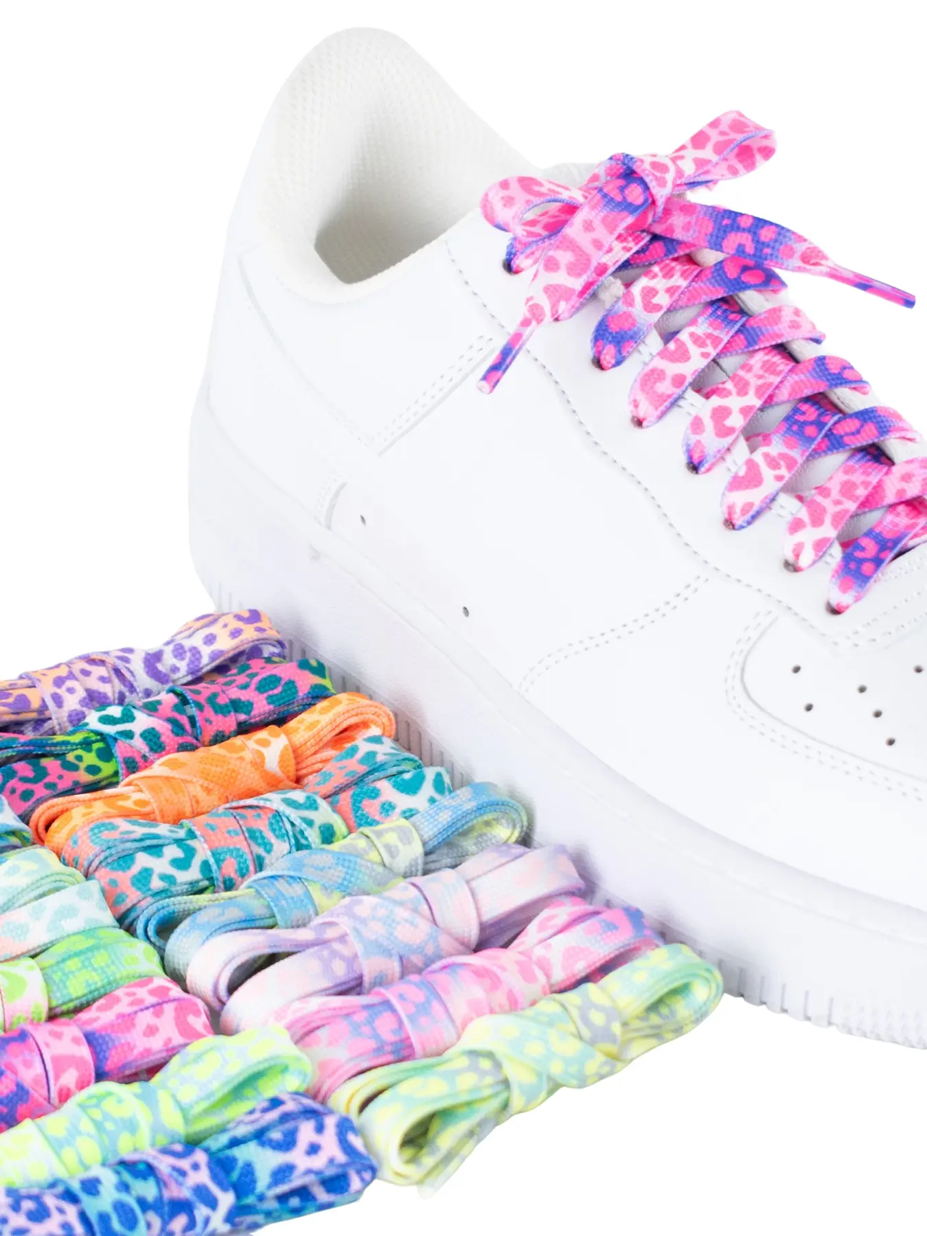 Colorful Leopard Print Dye Laces, Fluorescent Ink Gradient Casual Shoe Laces, Versatile All Season Footwear Accessories