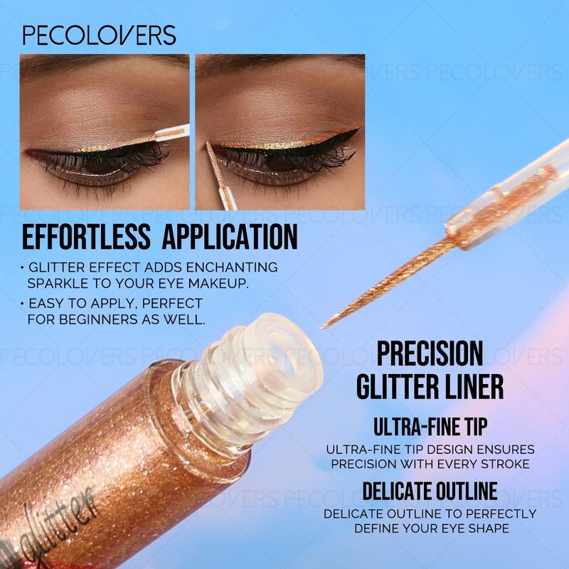 12pcs/set Sparkling Liquid Eyeliner Various Colors & Quick Dry Waterproof Not Easily Smudging Liquid Eyeliner Glitter Liner