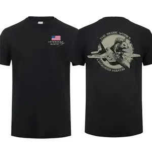 Lockheed Martin Project Skunk Stand on F-22 Raptor 2 Sided T-Shirt, Unisex Short Sleeve Casual 100% Cotton, Top Menswear, Tactical Gear
