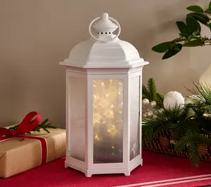 15" In/Outdoor Starscape Glass and Metal Lantern by Valerie