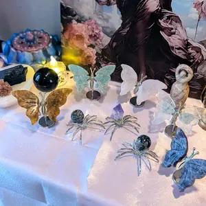 Mini Butterfly and Spider Crystal Carving - Decorative Ornament for Home Decor