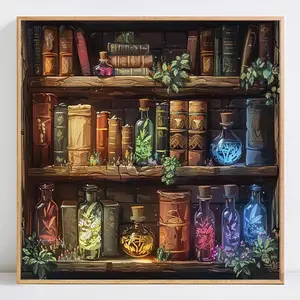 Book Pattern 5D Diamond Arts Colorful Painting Kit without Frame, DIY Decorative Art Picture with Tools for Beginner, Wall Art Decor for Home Living Room