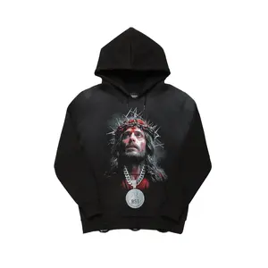 Amina Black Distressed Graphic Hoodie