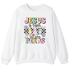 Jesus Is Risen Tell Your Peeps Shirt, Easter Christian Shirt, Jesus Easter Shirt, He is Risen Shirt, Religious Easter Hoodie and Sweater; T-shirt Cotton Menswear