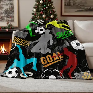 Soccer Pattern Soft Plush Fleece Throw Blanket, 60x50 Inch Cozy Warm Blanket for Kids Boys Girls Teens, Home Decor for Bed Couch Living Room