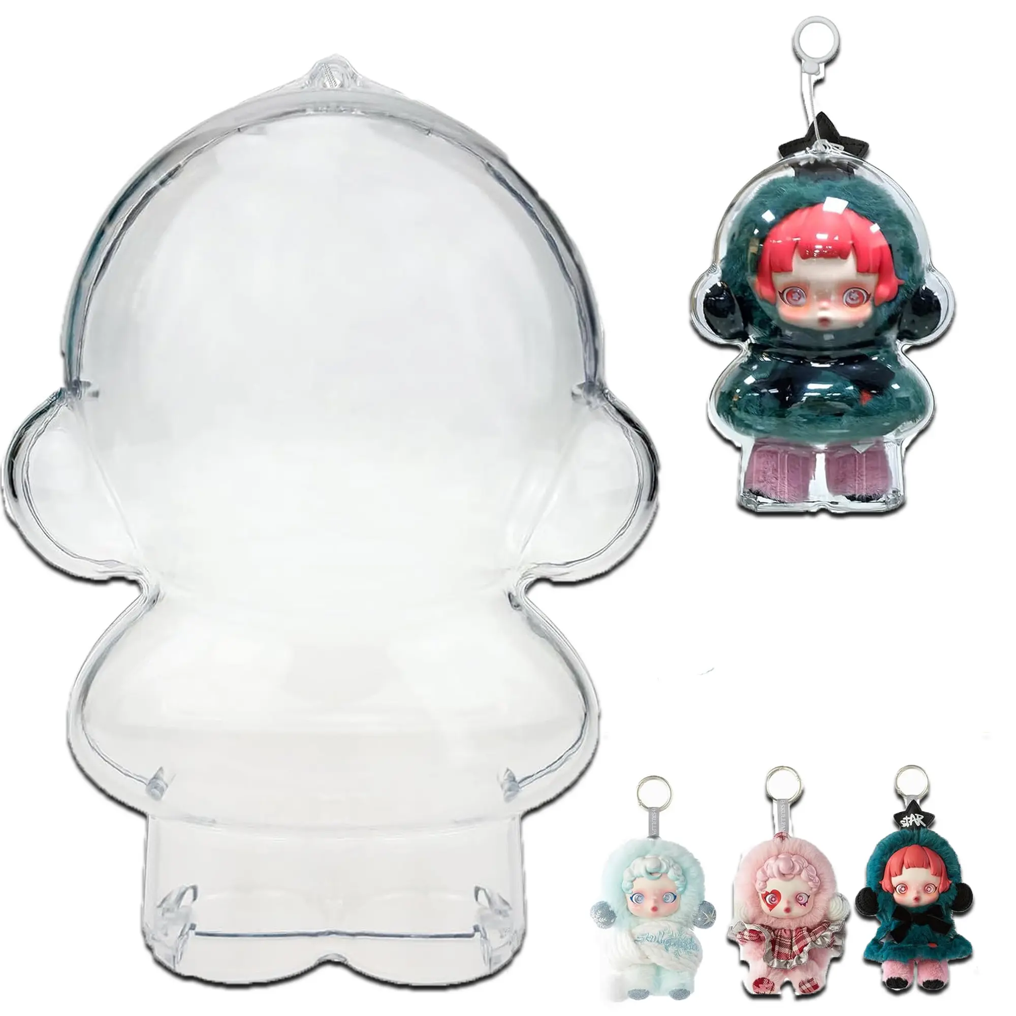 Deomoil Protective Case for SKULLPANDA Winter Symphony, Clear Display Storage Case Acrylic Cover with Silicone Strap for SKULLPANDA Winter Symphony Series Plush
