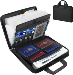 Large Fireproof File Organizer with Handle Important Document Organizer with Handle Fireproof Accordion File Organizer with Zipper & Labels 12 Pockets Expanding File Folder for Letter A4 Files Accordion Folder for Document Storage Black