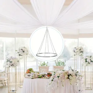 12 Inch Ceiling Drapes Hanging Kit Ceiling Hoop Ring And 6 Panels 5x10ft Whtie Ceiling Drape Sheer Chiffon Ceiling Draping Fabric Voile Sheer Ceiling Curtain For Wedding Banquet Party Decor