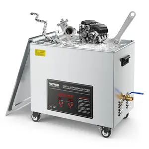 VEVOR 50L Deep Cleaning Machine, 840W Stainless Steel Powerful Cleaning Tool with Basket, Digital Display, Wheels for Industrial Parts, Carburetors