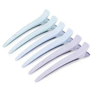 Extended Sectioning Hair Clips w/Built-in  Band, 4.8" No-Crease Non-Slip Hair Styling Clips for Thick, Long Hair - Blow Drying,Hair Rollers, Rust-Free -6 Pack, Morandi Misty Trio Series