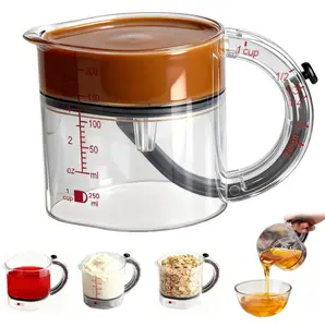 Game-Changing 1 Cup Fat Separator - No More Greasy Gravy! Bottom Release Degreasing Cup with Scale, BPA-Free Kitchen Tool for Healthy Sauces & Soups