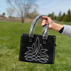 Black and Brown Western Stitch Detail Handbag