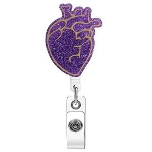Obsessed Sparkly Anatomical Heart Badge Reel, Perfect for Cardiology Healthcare Workers, Viral Tiktok Pick for Heart Queens