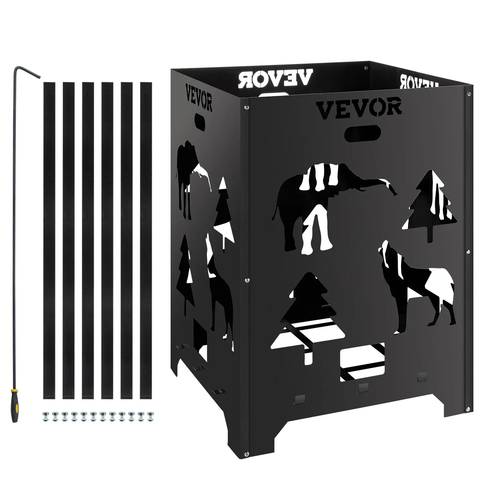 VEVOR Carbon Steel Rust-Proof Incinerator Trash Can, 21x21x27 in 51.5 Gal Burn Barrel with Lid, Handle, Fire Poker, Easy Installation & Heat Resistance for Outdoor Home Supplies, 21X21x27 Inches, 51.5 Gallons#BacktoSchool
