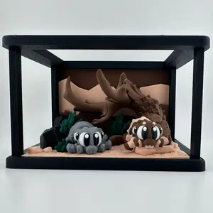 Spiders and Habitat 3D Printed Desk & Home Decor Imaginative Play Set with Detailed Terrain and Adorable Characters