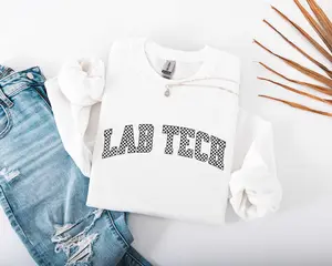 Retro Checkers Laboratory Technologist Short Sleeved T-SHIRT / Sweatshirt  , gift for lab technologist, varsity lab technologist, medical lab tech