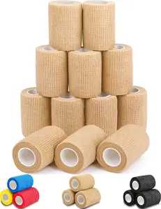 AZEN 12 Pack Self Adhesive Bandage Wrap, 3" X 5 Yards Elastic Cohesive Bandage Wrap, Vet Wrap, Ankle Tape, Tattoo Grip Tape Wrap, Skin Color Athletic Tape