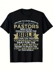 Men's & Women's Pastor Preaching Bible Quote T-Shirt - Black with Golden Bible Verse Print 100% Comfortable Stretch Fabric Round Neck Short Sleeve Inspirational Gift for Pastors Church Events & Religious Apparel
