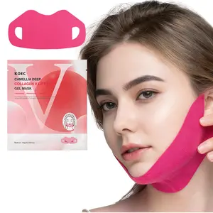 Camellia Collagen V Lift Gel Mask 4ea/8ea , Double-chin Turkey Neck Instant Face Lifting Mask, Firming Sagging Skin, Korean Skin Care