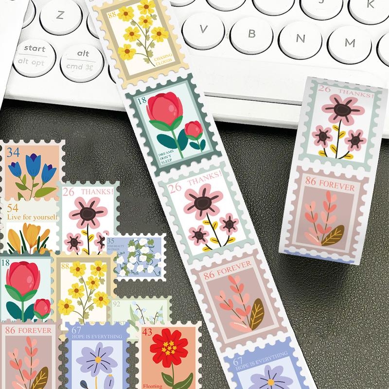 500Pcs Floral Stamp Sticker Roll - Exquisite Sealing Decals for DIY Crafts Laptop Water Bottle Luggage Notebook | Perfect Birthday Gift #FloralStickerRoll #FlowerStickers #SealingStickers #ExquisiteFloralDecals #BulkStickers #DIYCrafts #BirthdayGiftIdeas