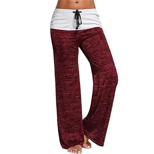Wide Leg Elastic Yoga Pants, Loose Casual Drawstring Pants, Women's Clothing Blue Fabric vacation outfits women baggy sweatpants plus size outfits Running Fitness Trousers