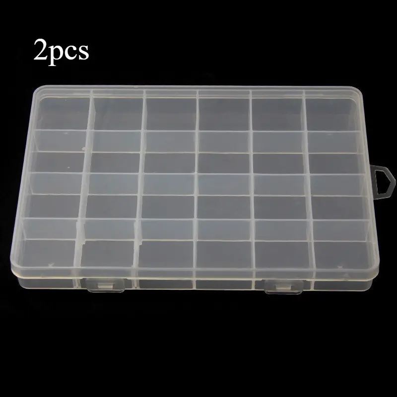 2pcs/pack 24-grid Clear Jewelry Box, Multi Compartment Design Plastic Organizer Storage Container with Adjustable Dividers, for Jewelry Crafts Beads, Bead Storage Containers, Plastic Storage Boxes, Clear Plastic Organizers