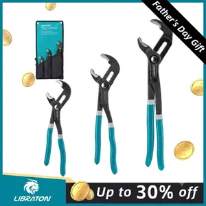 【Fathersdaygift】Libraton Water Pump Pliers, Groove Joint Pliers Set, V-Jaw Tongue and Groove Pliers in CR-V Steel, 7 10 12Inch Plumbing Pliers, Adjustable Pliers, Ratcheting Push Button Adjustment Mechanism