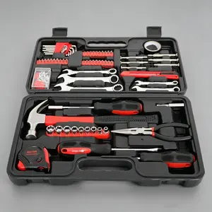 148-Piece Red Iron Household Tool Set, All-Purpose Hand Tool Kit With Storage Case For Home Repair, Diy Projects And Maintenance