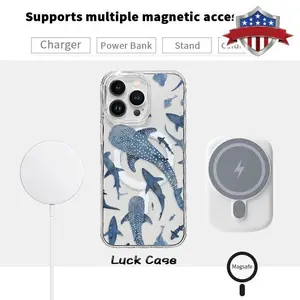 Whale Shark Wonders Pattern Magnetic Phone Case for iPhone 17 Pro Max 16 16e 15 14 Plus 13 12 11 Air XR X XS Anti-Yellowing Shockproof Lightweight Transparent Acrylic Large Hole Soft Cover Supports Wireless Charging
