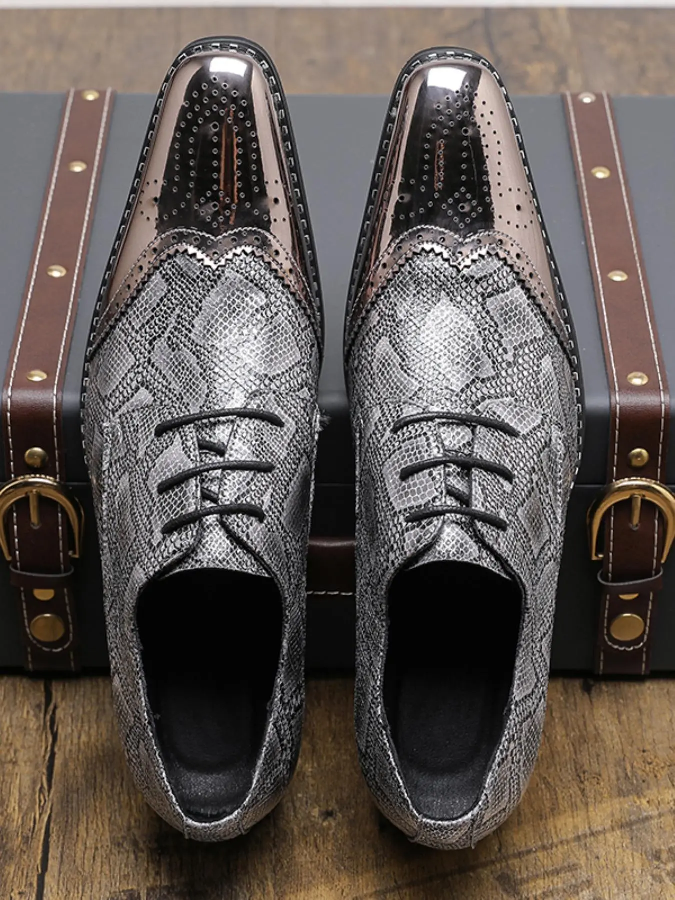 Men's Fashionable Snakeskin Print Slip on Dress Shoes, Casual Comfortable Formal Shoes for Work Office, Business Style Shoes, Male All-match Classic Pointed Toe Trendy Pointed Toe Shoes for Daily Wear, Footwear