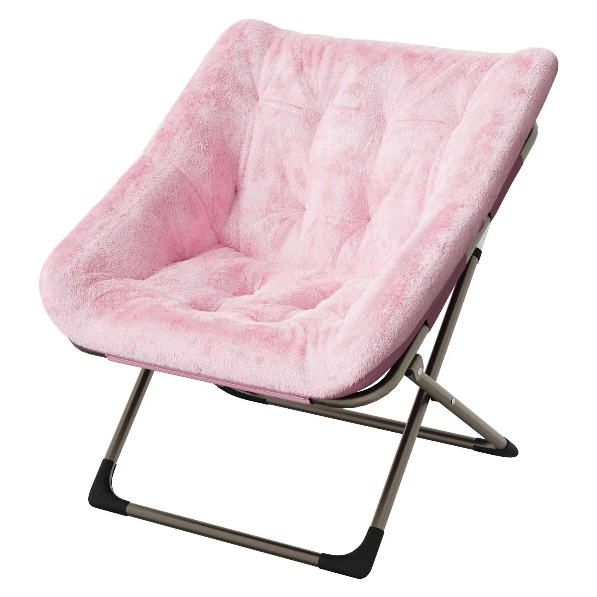 Garvee Foldable Faux Fur Lounge Chair for Adults - Soft, Comfortable Folding Chair Ideal for Living Room, Bedroom, Dorm, and Reading Areas in Pink, Extra Large Size