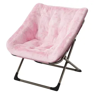 Garvee Foldable Faux Fur Lounge Chair for Adults - Soft, Comfortable Folding Chair Ideal for Living Room, Bedroom, Dorm, and Reading Areas in Pink, Extra Large Size