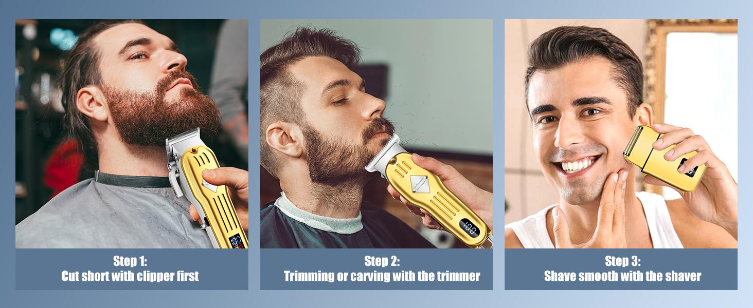 Professional Hair Clippers and Trimmer Set for Men, Beard Trimmer & Foil Shaver Kit, Cordless Mens Clippers and Grooming Kit for Hair Cutting, Beard Styling, Home, Barber