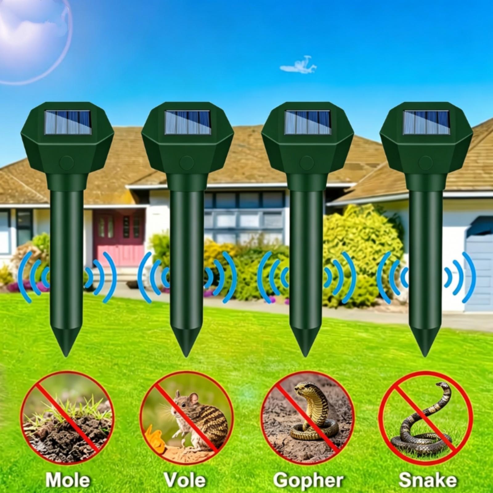 Outdoor Rat, Outdoor Snake for The Yard, Solar-Powered Animal Repeller That Drives Away Moles, Gophers, Snakes, Voles, And Other Underground Pests in The Garden Area