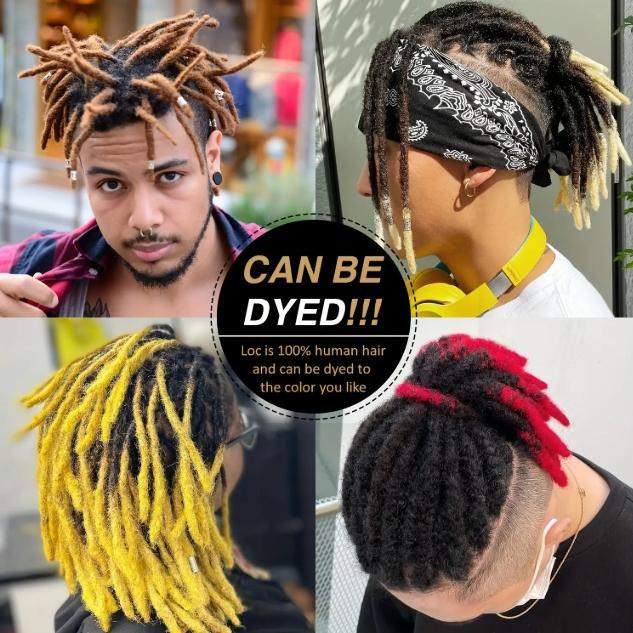 Colored Human Hair Dreadlock Extensions | 0.6cm Width Fully Handmade Locs for Men & Women | Can Be Dyed, Bleached & Curled | Perfect for Halloween, Christmas & Daily Looks