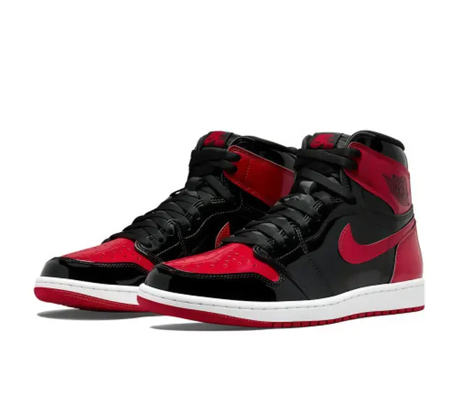 Air Jordan 1 High Patent Bred High Top Sneakers Patent Leather Basketball Shoes Street Casual Footwear For Men Women
