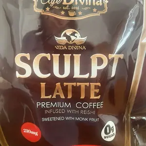 Vida Divina Sculpt Latte Premium Coffee Infused with Reishi Sweetened with Monk Fruit 0g Sugar 210mg