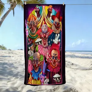 Killer Klowns from Outer Space beach towel - beautifully patterned design, suitable for surfing, swimming, camping, swimming pools, personalized beach towels, camping equipment. The best gift for Christmas, holidays, birthdays,  Thanksgiving.