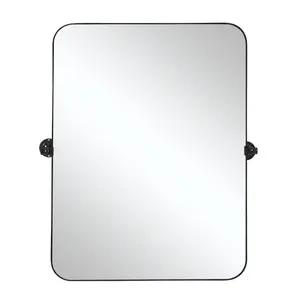 HomeRoots 565109 35.76 x 23.97 x 0.79 in. Black Metal Framed Accent Mirror