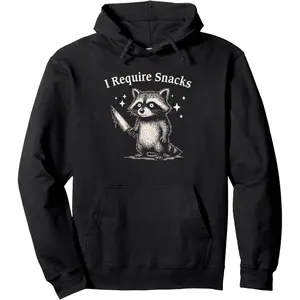 I Require Snacks Raccoon Funny Raccoon Meme Lover Pullover Hoodie