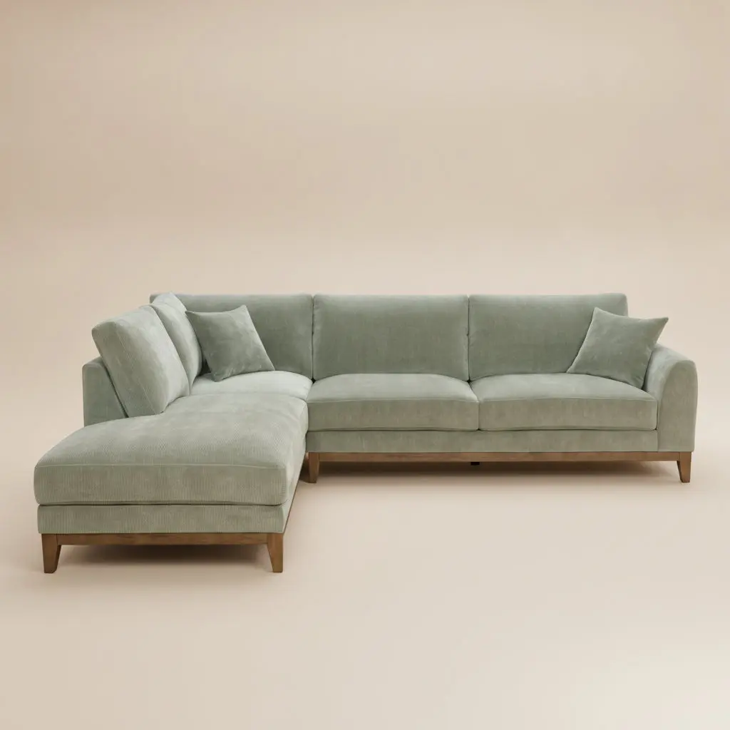 Watton Contemporary Olive Green Chenille 114-Inch Left Sectional Sofa