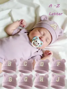 1PC Baby Hat for Infants 0-3 Months, Customizable Baby Cap with Cute Bear Ears Design, High Stretch Newborn Hospital Discharge Hat