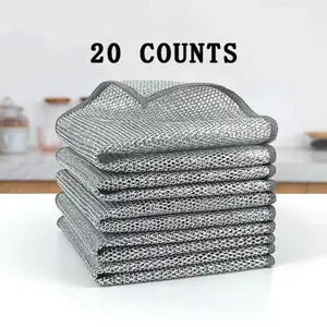 20 Pieces Multipurpose Wire Miracle Double Layer Cleaning Kitchen Pack Exfoliating Mesh Sponge Dishwashing Set Non-Scratch Durable Reusable