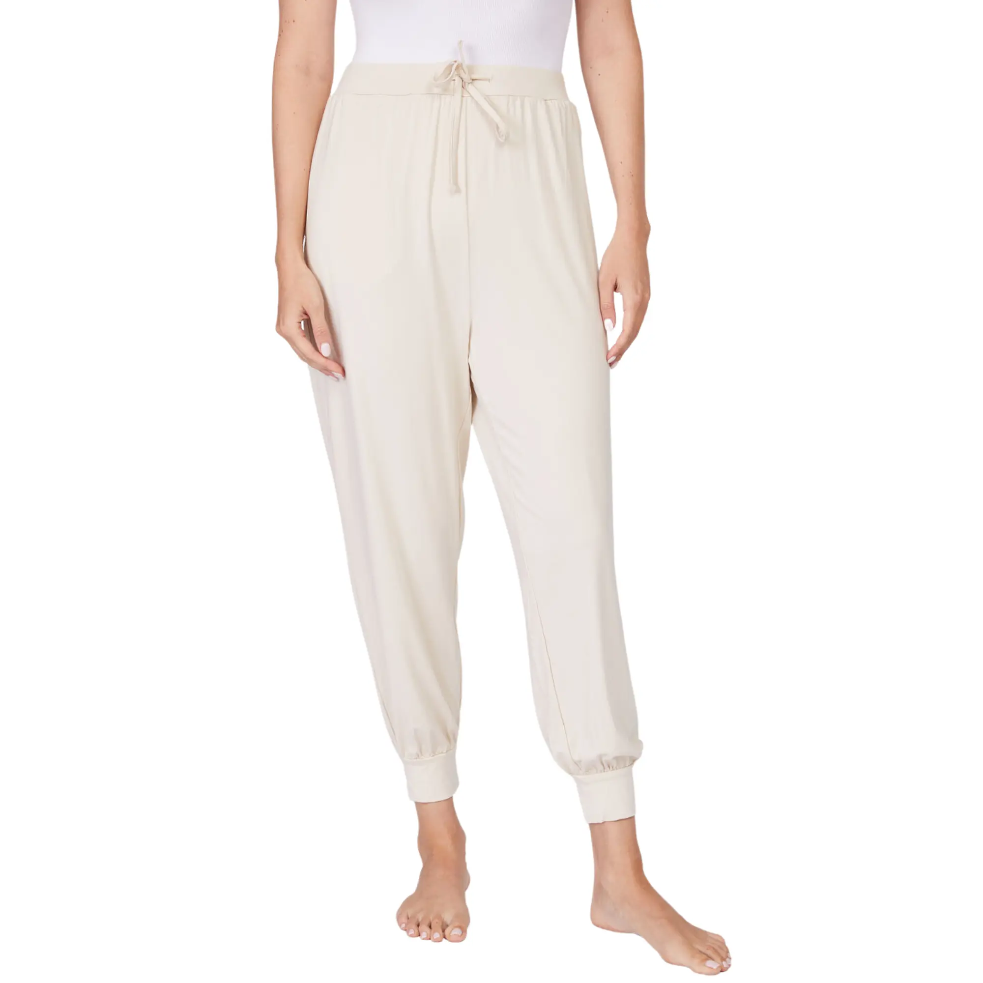 Draped Bamboo Rayon Jogger Pants for Women, Silky Soft Four Way Stretch Lounge Joggers with Deep Pockets and Elastic Waistband, Relaxed Fit Pants for Lounging, Yoga, Casual Wear