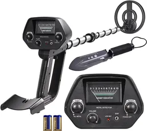 Metal Detector for  & Adults, Lightweight  Metal Detector with Shovel,8 Inch  Adjustable 31.5" to 41.5"  Detector for Beach Backyard Search for Treasure (Black)