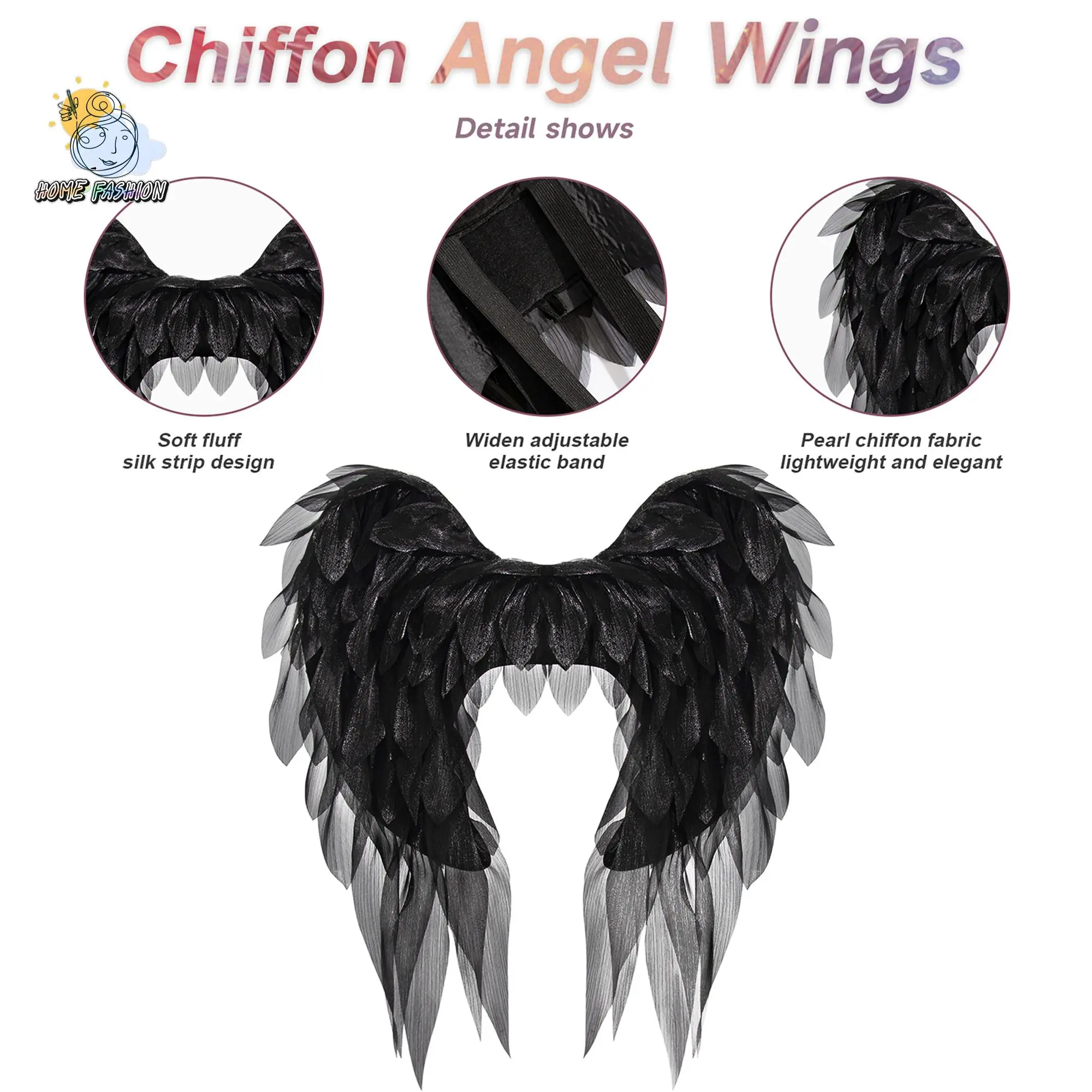 Adult Fairy Angel Wing Set - Lightweight Feather Angel Wings, Halo Headband, Christmas/Birthday Party Event Props for Festive Party Accessories