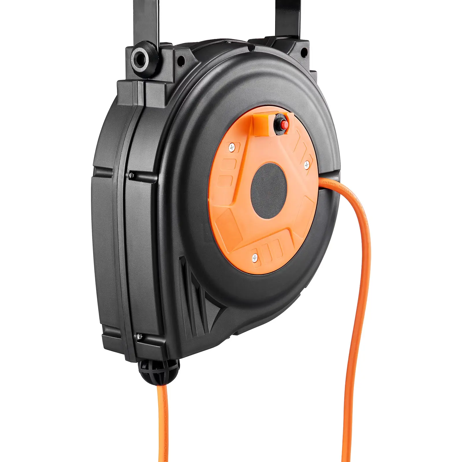 30FT Retractable Power Cord Reel Auto Rewind 3 Grounded Outlets Wall Mount