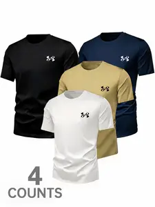 Sporty Art Print T-Shirt for Fitness, Running, Training, Home Wear, Summer Street Style, Comfortable Breathable Fabric, Four Basic Colors