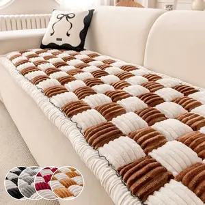 Thickened Polyester Quilted Dustproof Sofa Cover, Warm Cushion Pad for Autumn Winter, Home Decor Suitable for 2/3/4 Seater Sofas, Comfortable Couch Protector